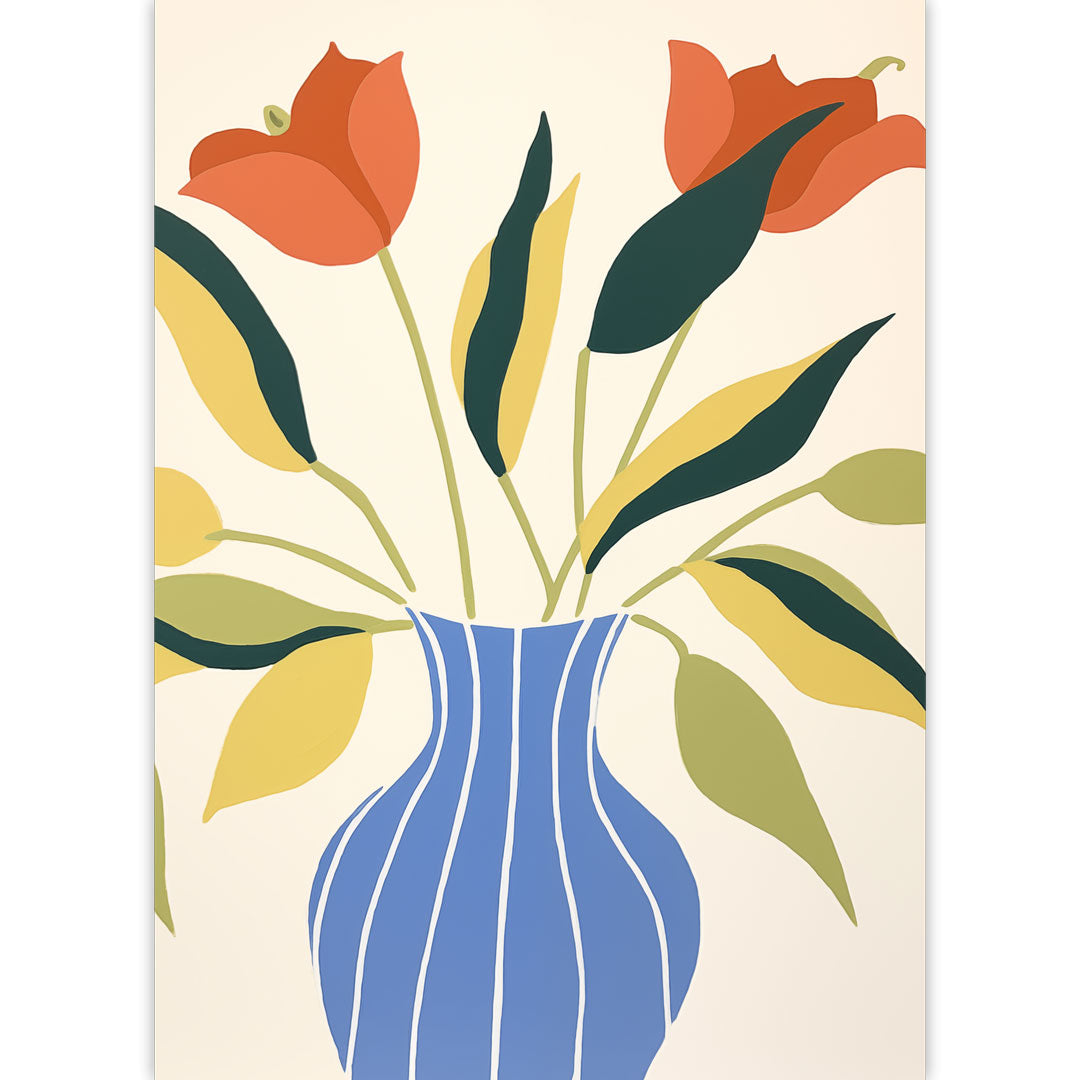 Striped Blue Vase Poster