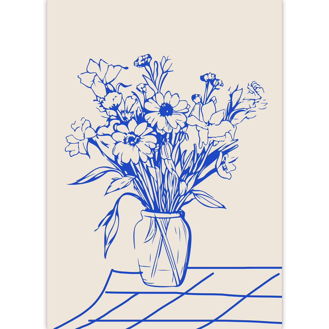 Blue Floral Vase Poster