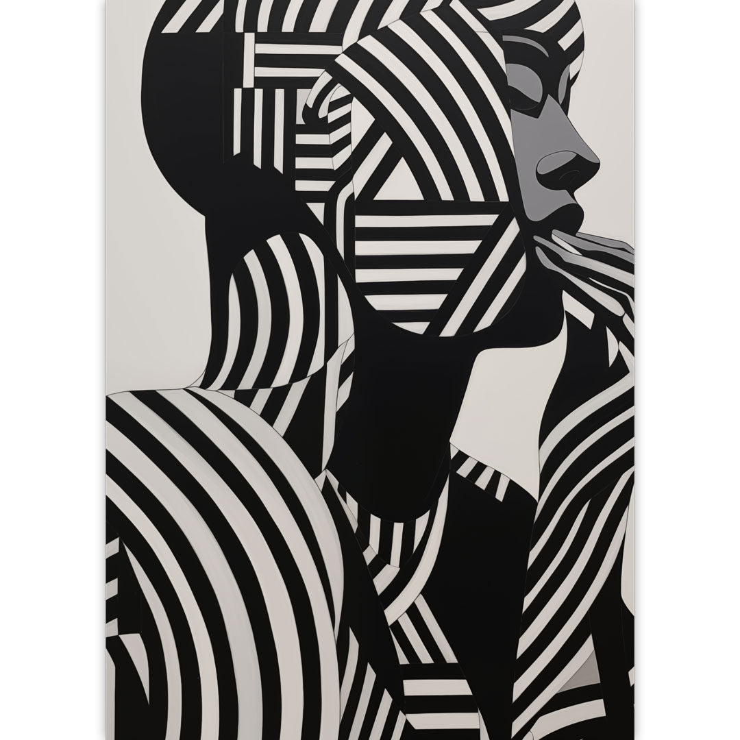 Black and White Striped Face Poster