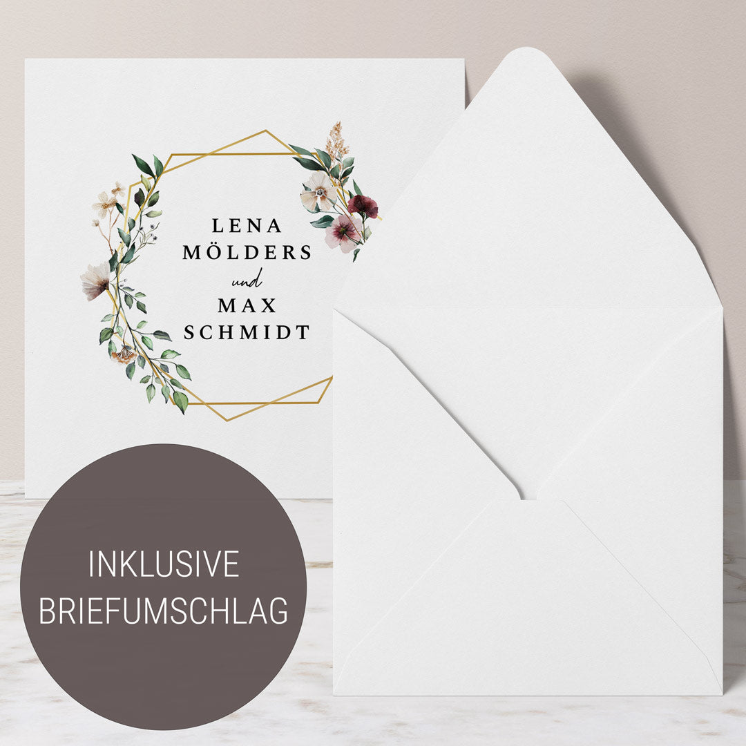 hochzeitseinladung gestalten floral no1
