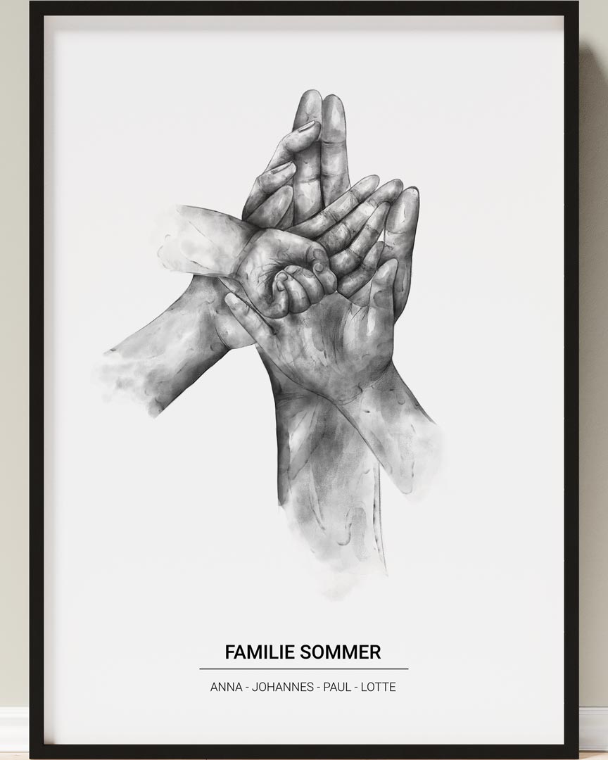 watercolor hands family poster