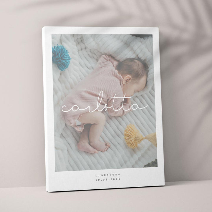 geschenk zur geburt leinwand personalisiert