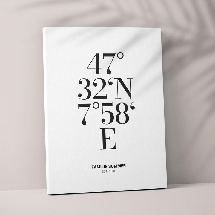 geschenkidee koordinaten leinwandbild
