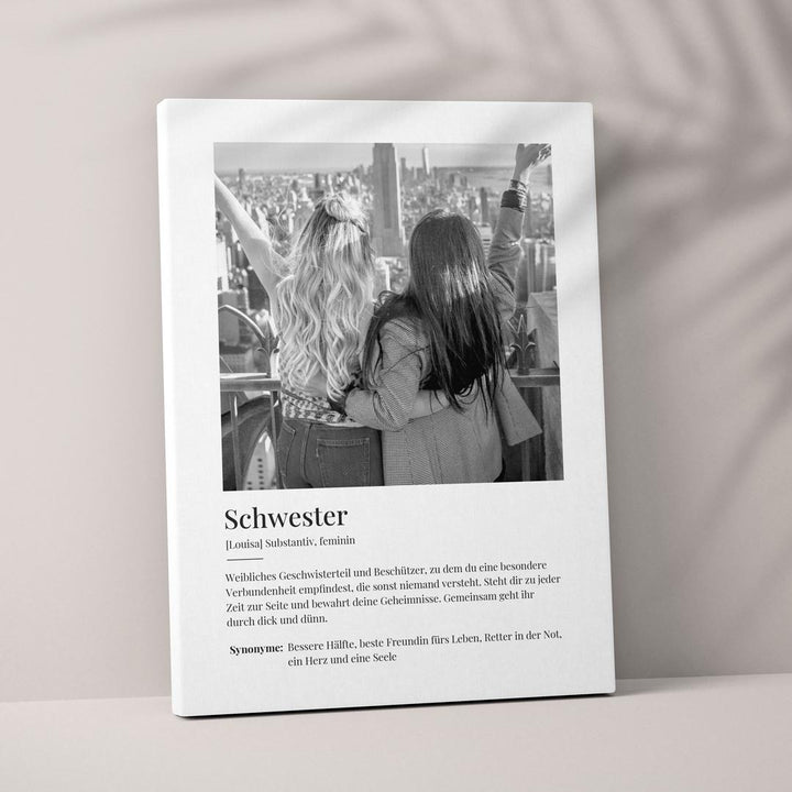 fotogeschenk schwester leinwandbild