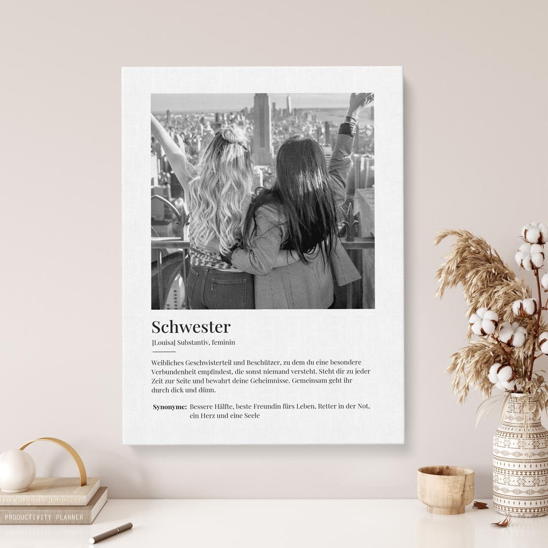 leinwand personalisiert schwester