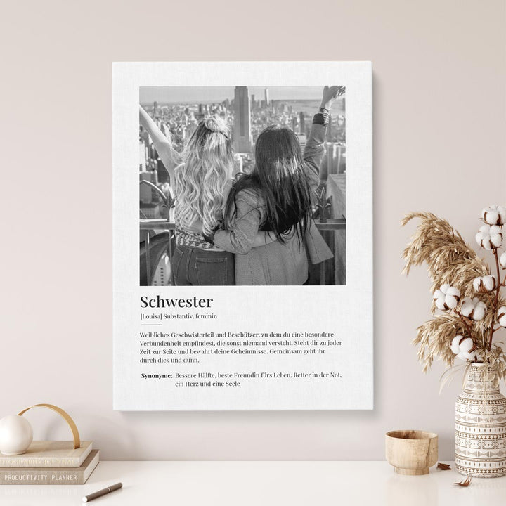 leinwand personalisiert schwester