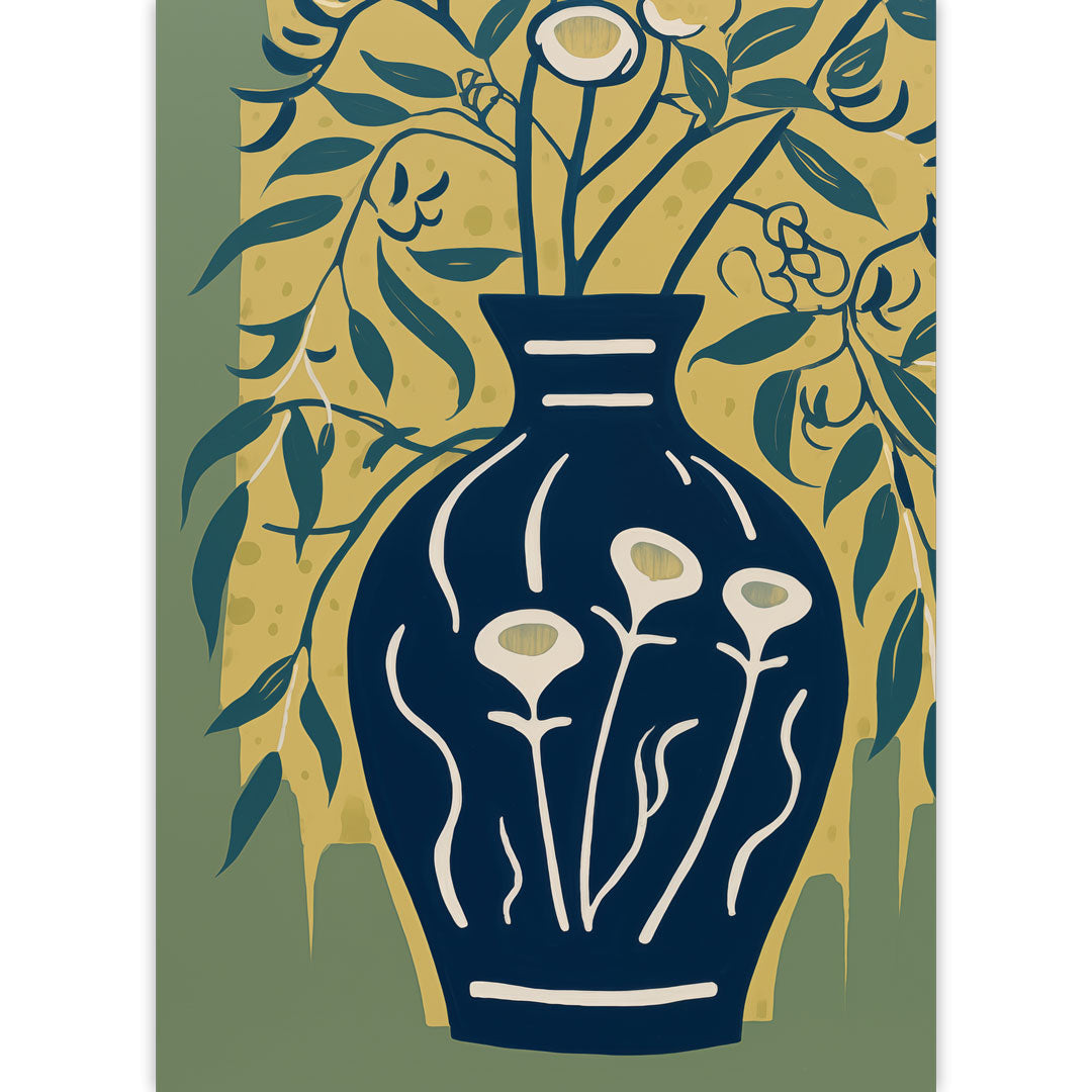Blue Floral Vase Poster
