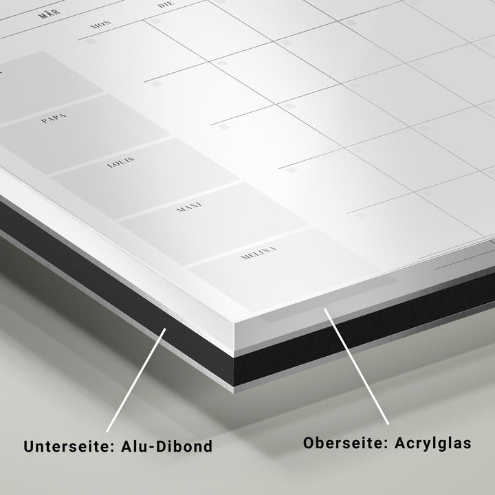 familienplaner aus acrylglas alu-dibond