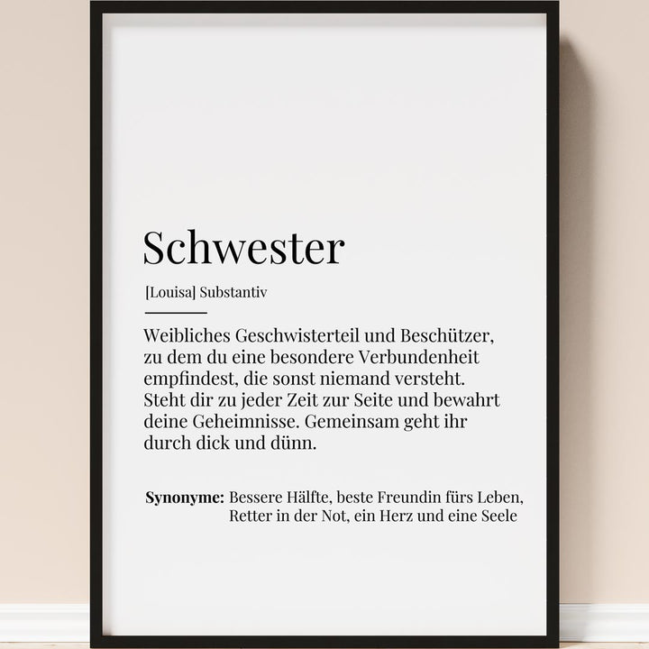 geschenk für schwester poster