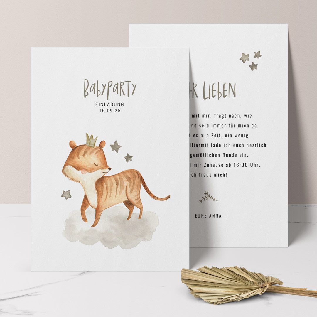 einladung babyparty baby shower tiger