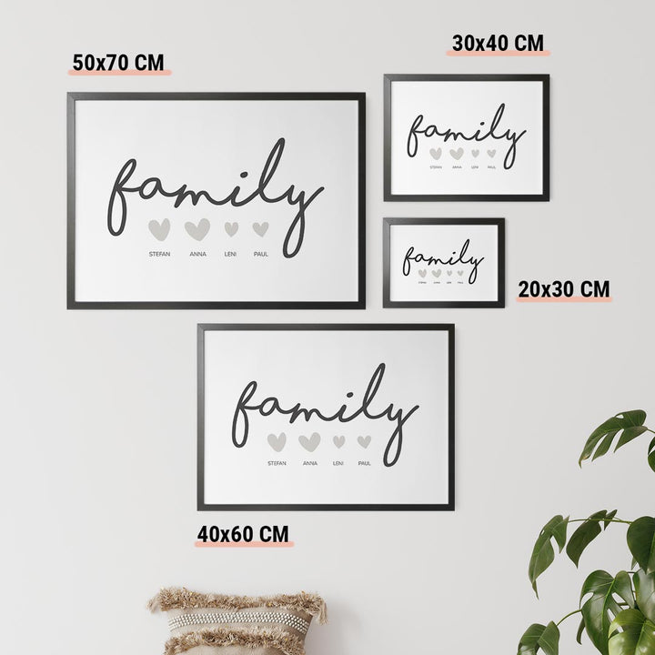 poster geschenk familie herzen