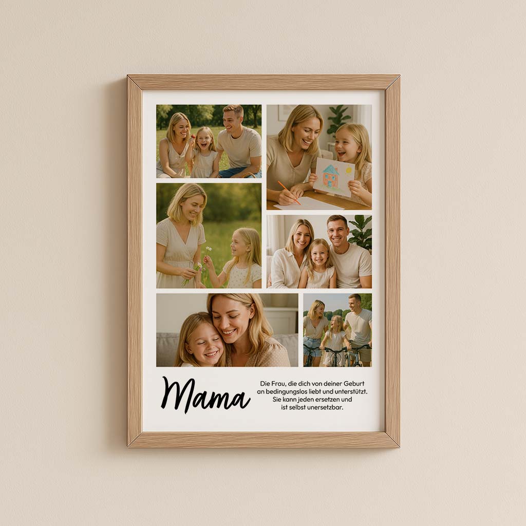 Fotocollage Mama No3 – Personalisiertes Poster mit 6 Fotos für Mama