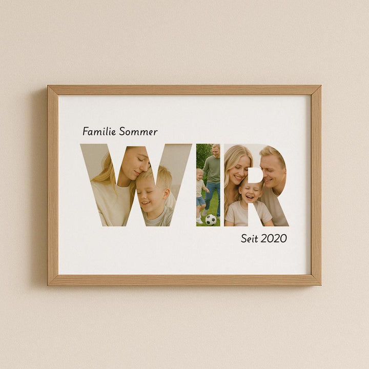 Fotocollage „Wir“ – Bilder in W, I, R mit persönlichem Text gestalten