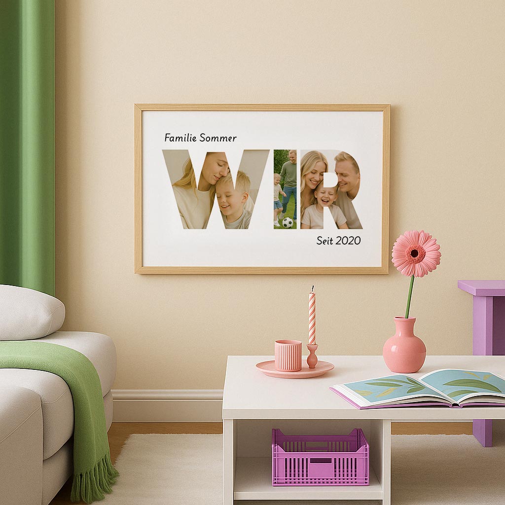 Fotocollage „Wir“ – Personalisierbares Poster für Familien oder Paare