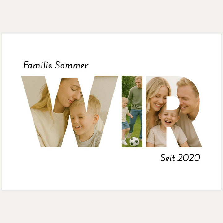 Fotocollage „Wir“ – Familienposter mit Fotos in Buchstaben und Text