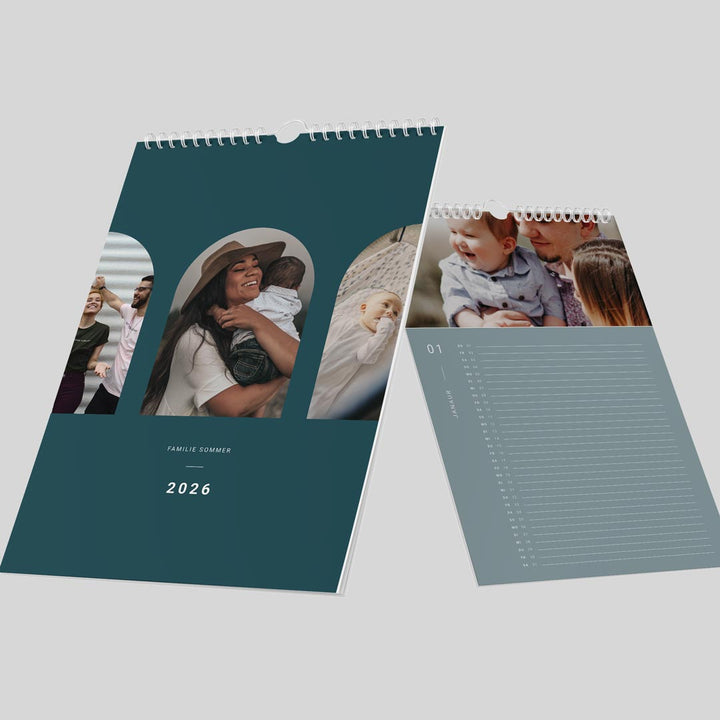 wandkalender fotokalender familienplaner blau 2026