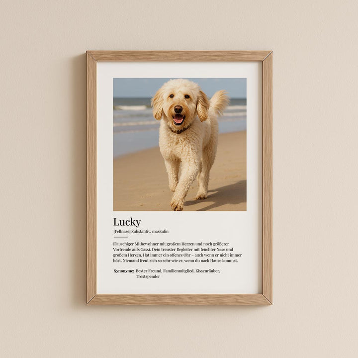 Personalisiertes Hundeposter mit Foto und Definitionstext