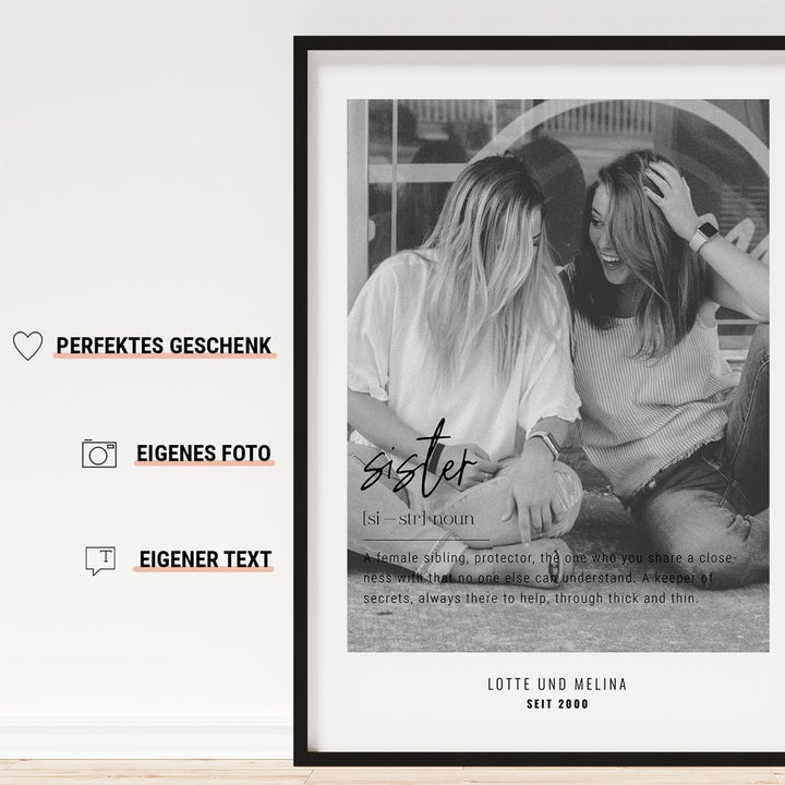 geschenkidee schwester definition poster