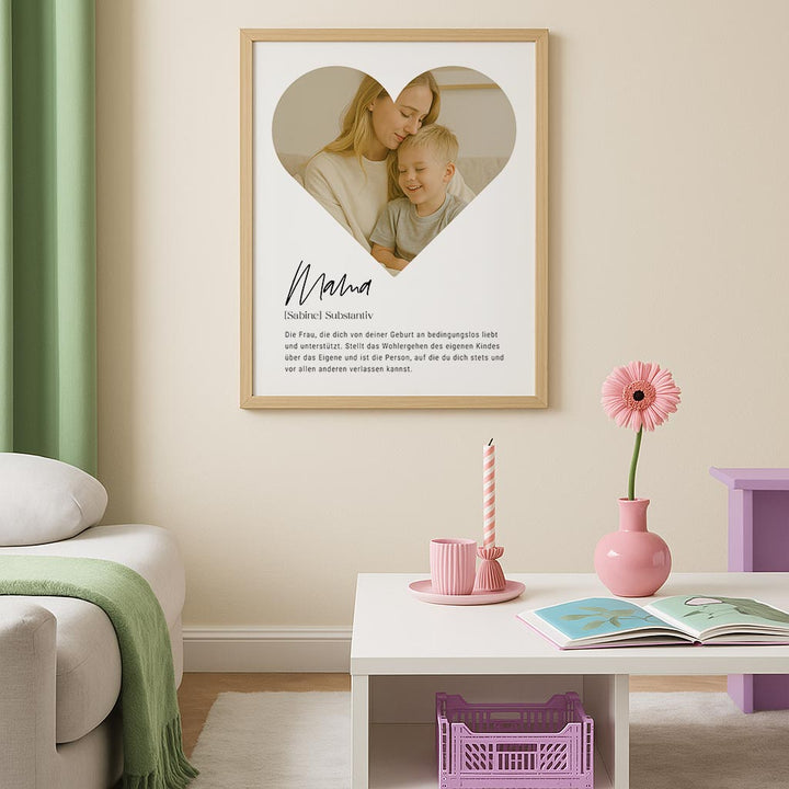 Herzposter für Mama mit Foto und liebevollem Text