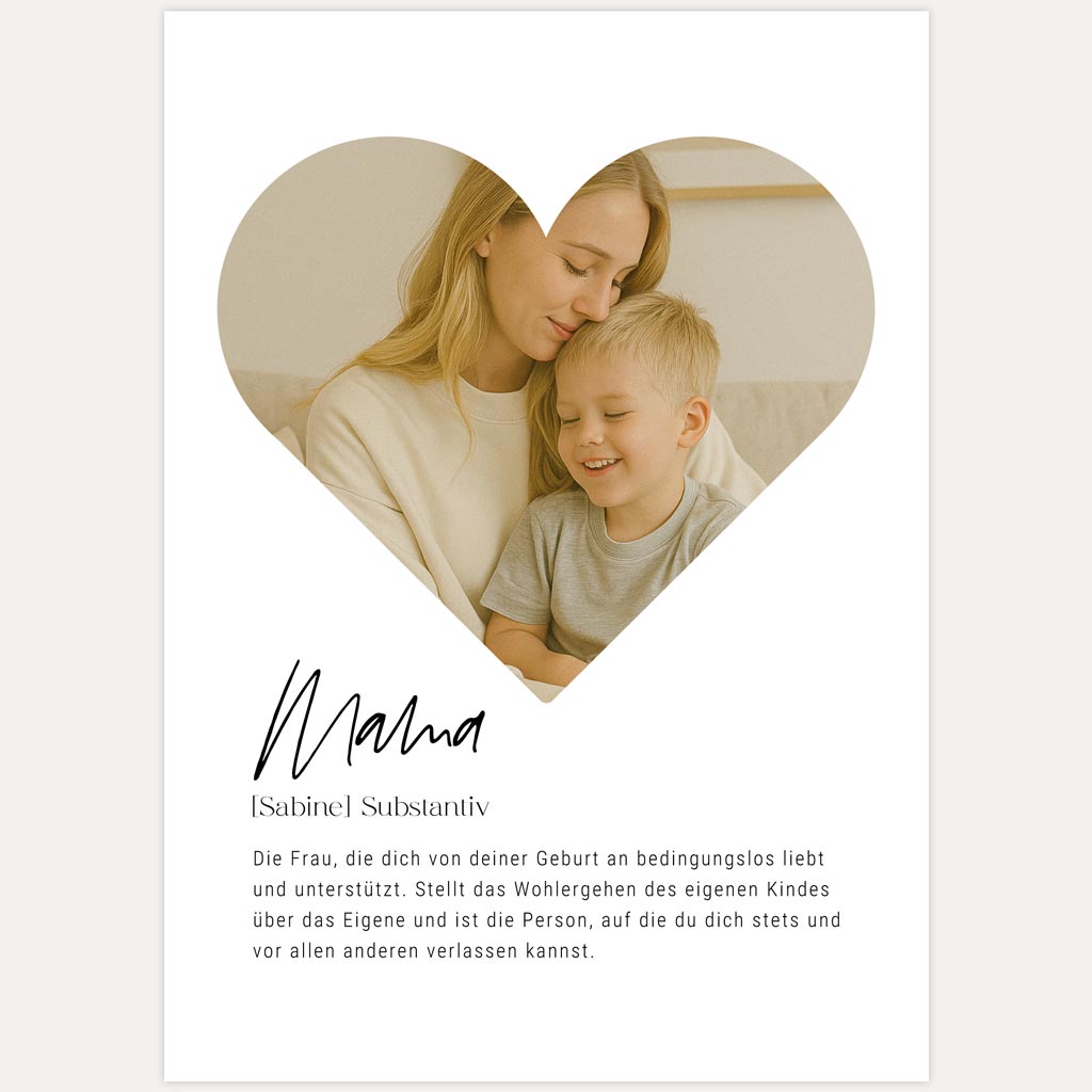 Personalisierbares Mama-Poster mit Foto und Bedeutung