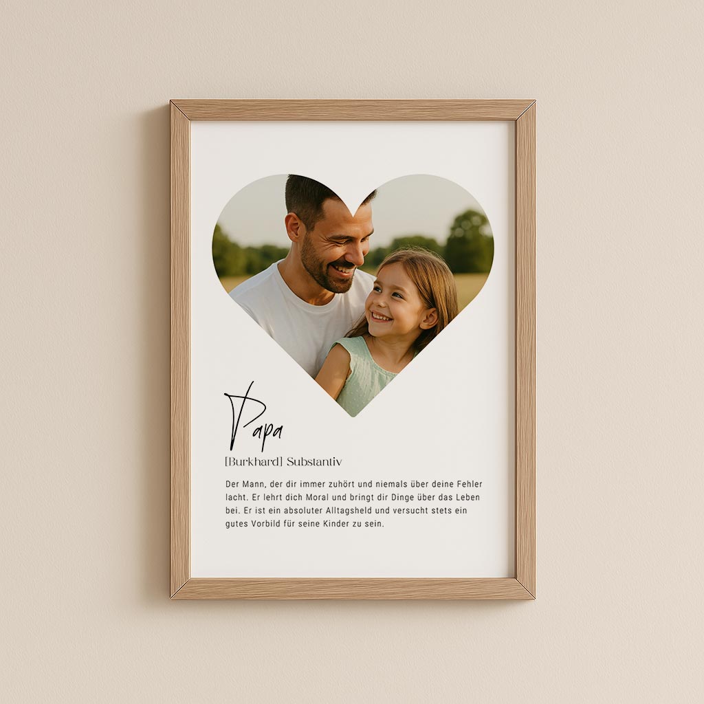 Fotoposter Herz Papa No1 – Definition & Foto im Herz