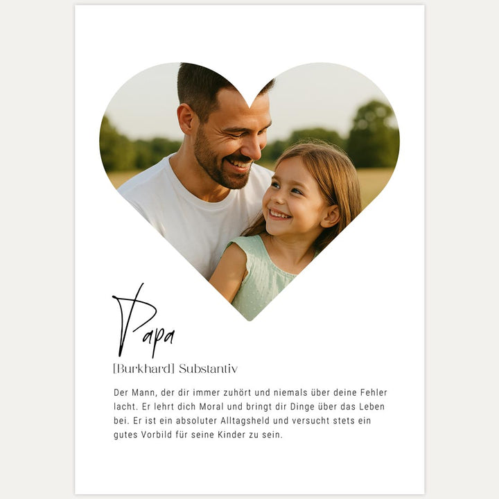 Herzposter für Väter mit Name und Bedeutung