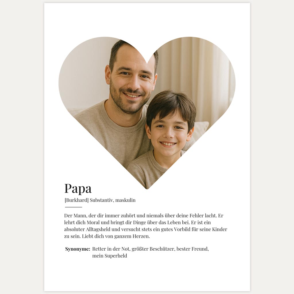 Herzposter für Papa mit liebevollem Text & Lieblingsbild