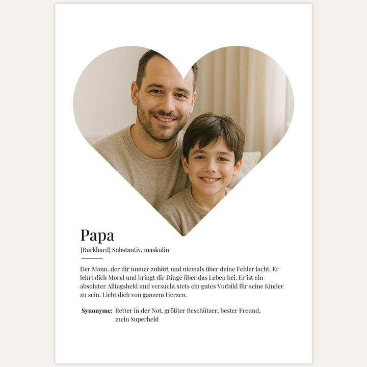 Herzposter für Papa mit liebevollem Text & Lieblingsbild