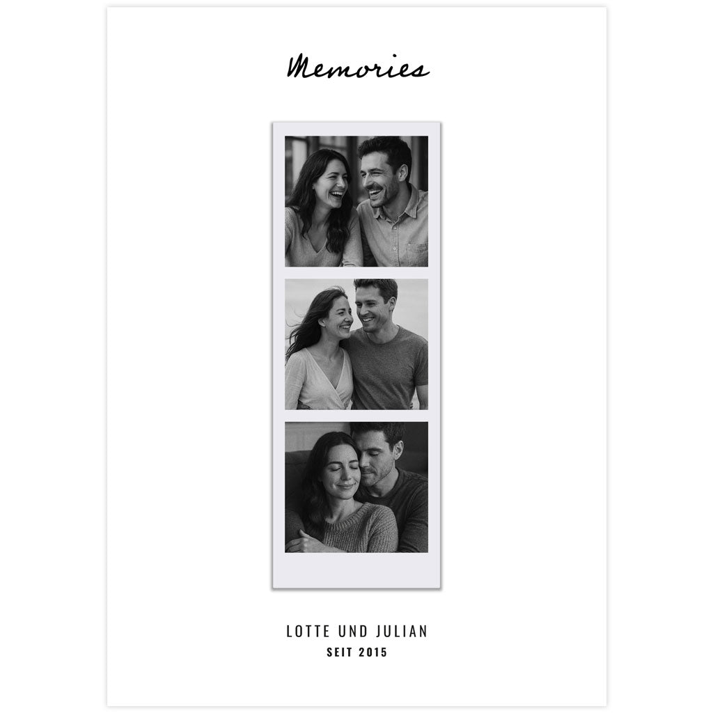 Fotocollage Polaroid Strip – Poster mit 3 Fotos und Namen