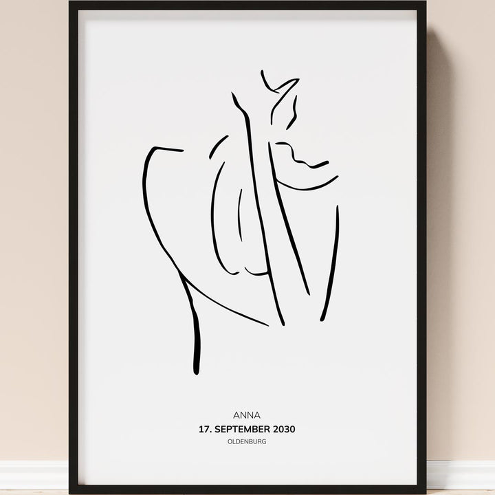 personalisiertes poster zur geburt line art