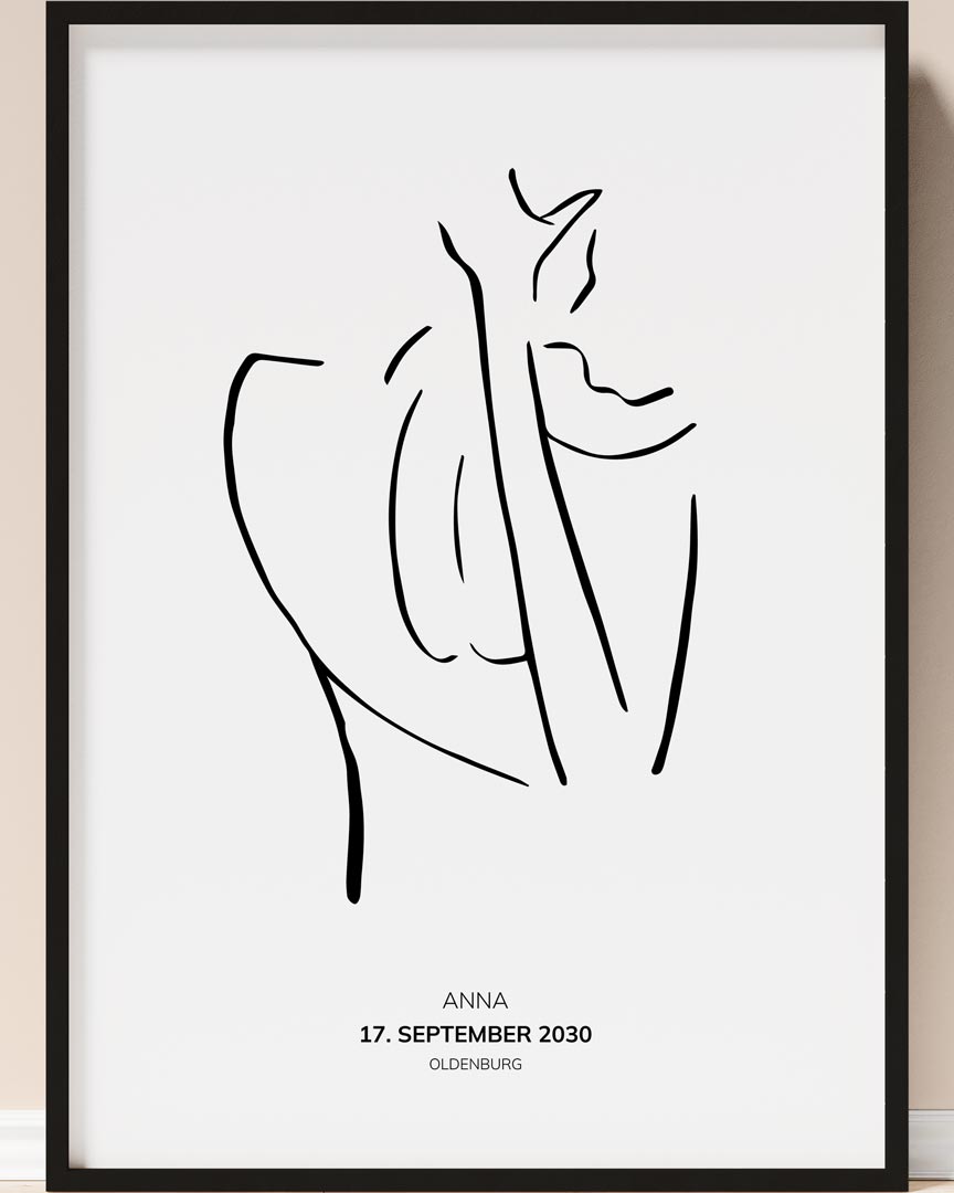 geburtsposter line art