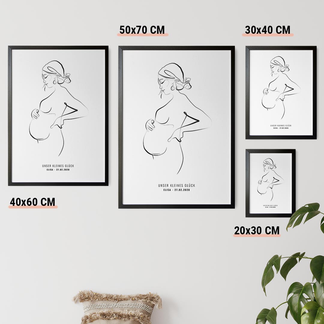 personalisiertes line art geburtsposter