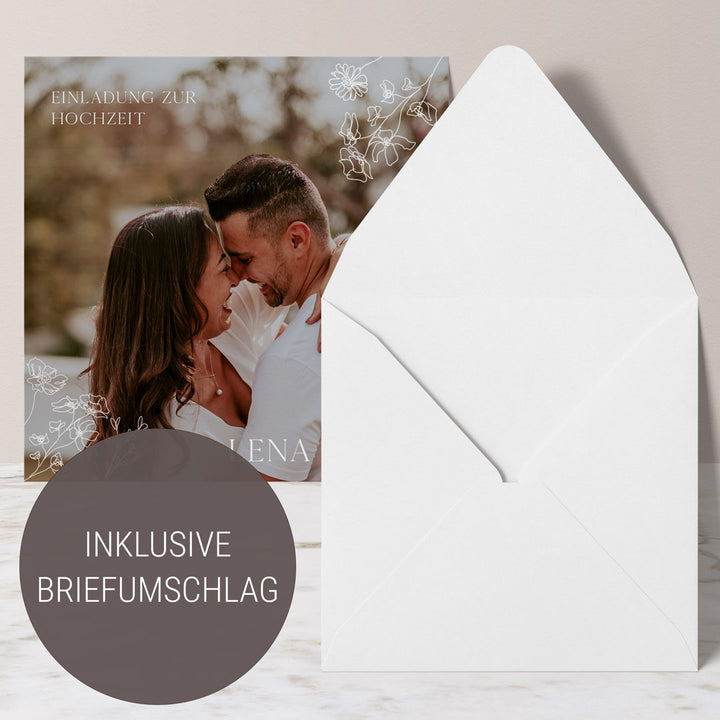 hochzeitseinladung gestalten white flowers