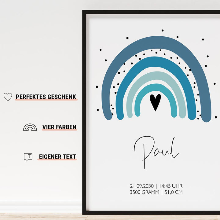 geschenkidee geburt poster regenbogen