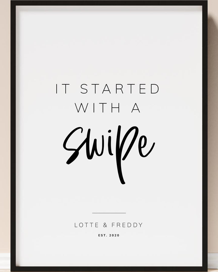 started with a swipe hochzeitsposter