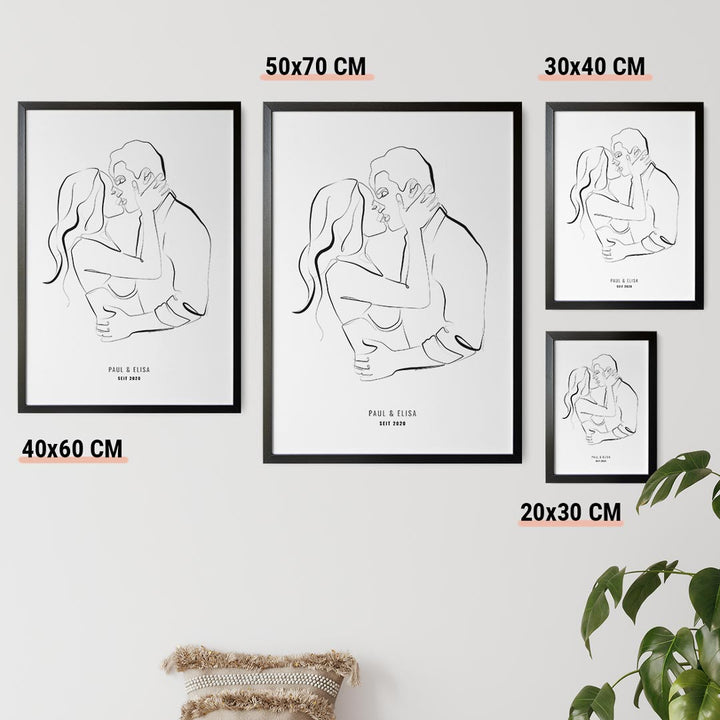 personalisiertes line art pärchen poster