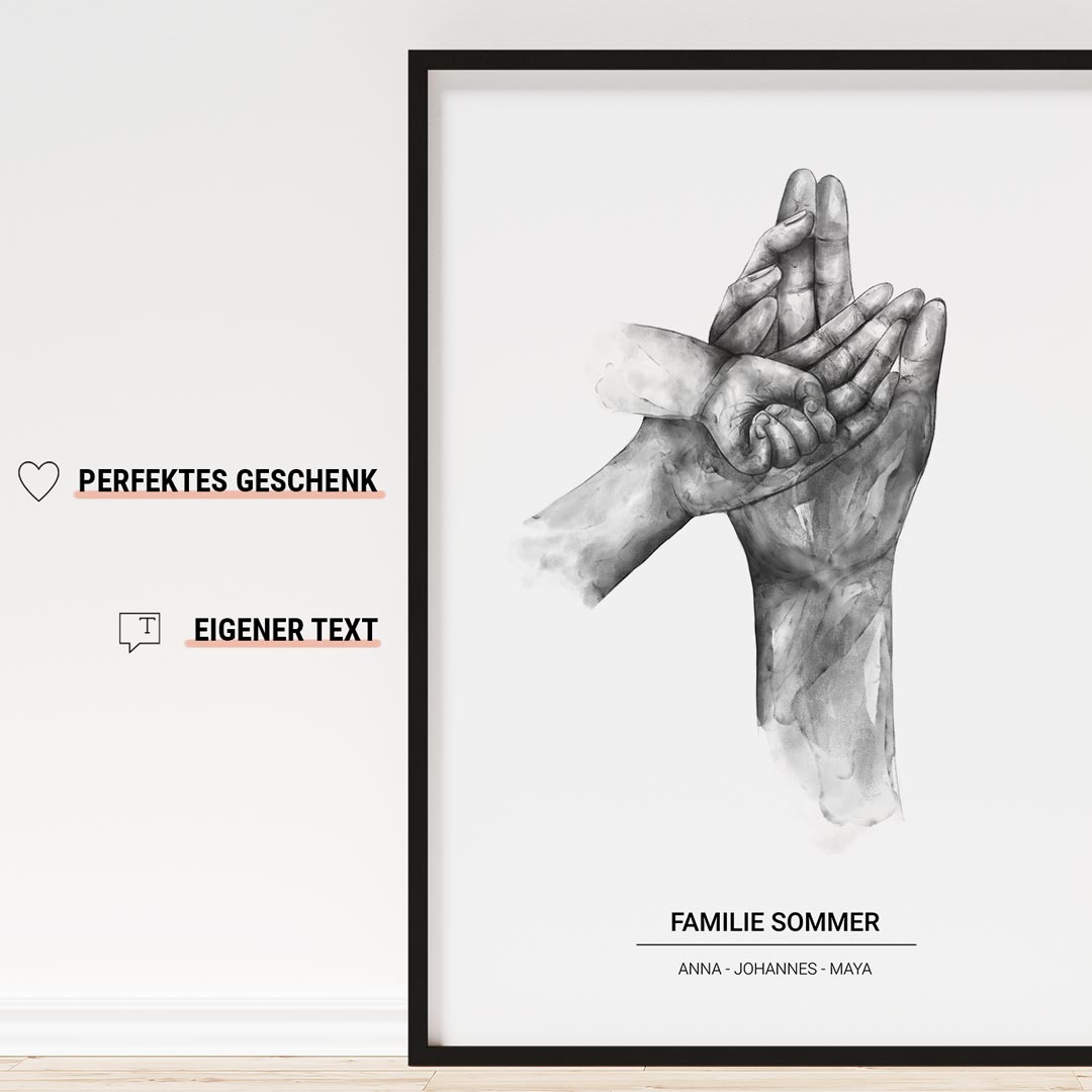 geschenk für familie poster hände