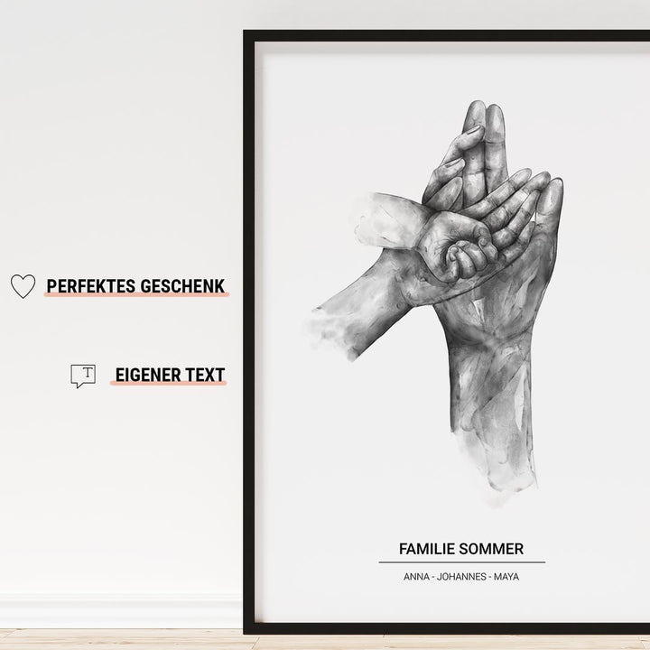 geschenk für familie poster hände
