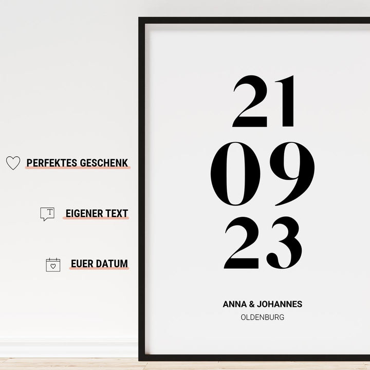 geschenk für partner datum poster