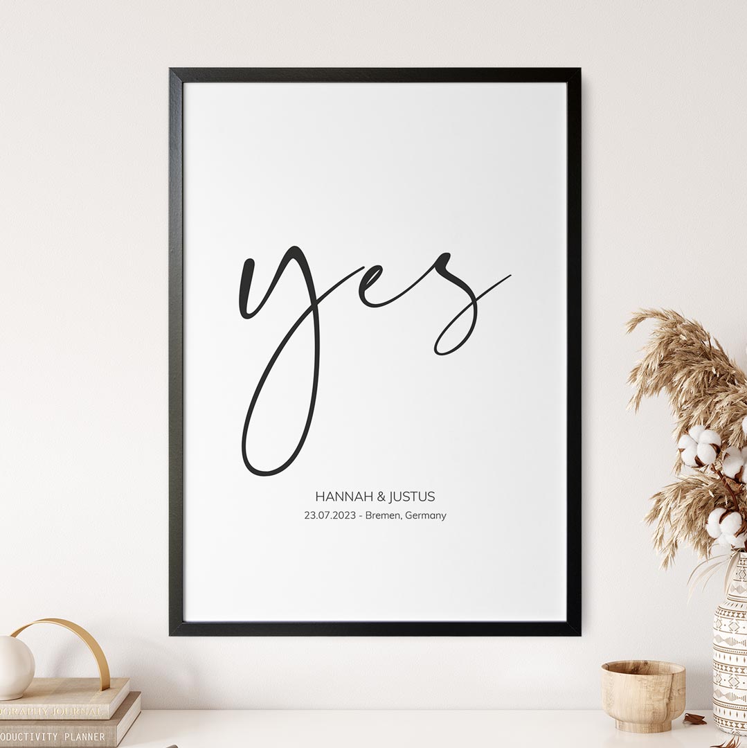 hochzeitsposter yes ja