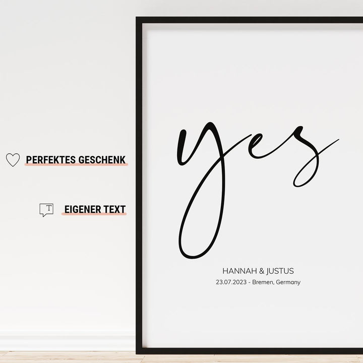 geldgeschenk hochzeit poster yes