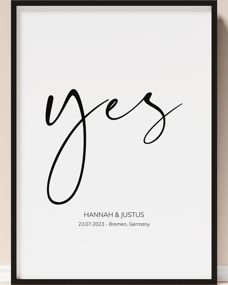 poster hochzeit liebe yes ja