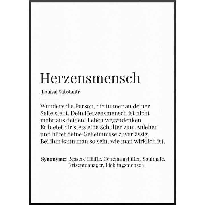 definition herzensmensch poster geschenkidee