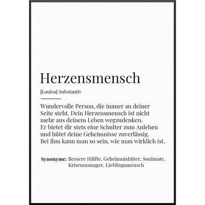 definition herzensmensch poster geschenkidee