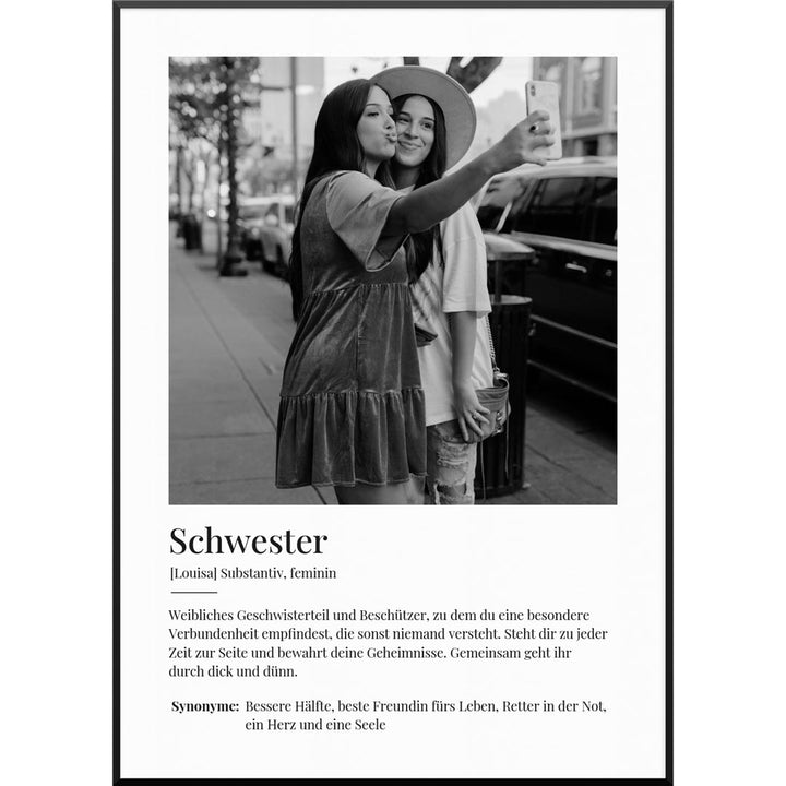 geschenk für schwester fotoposter definition