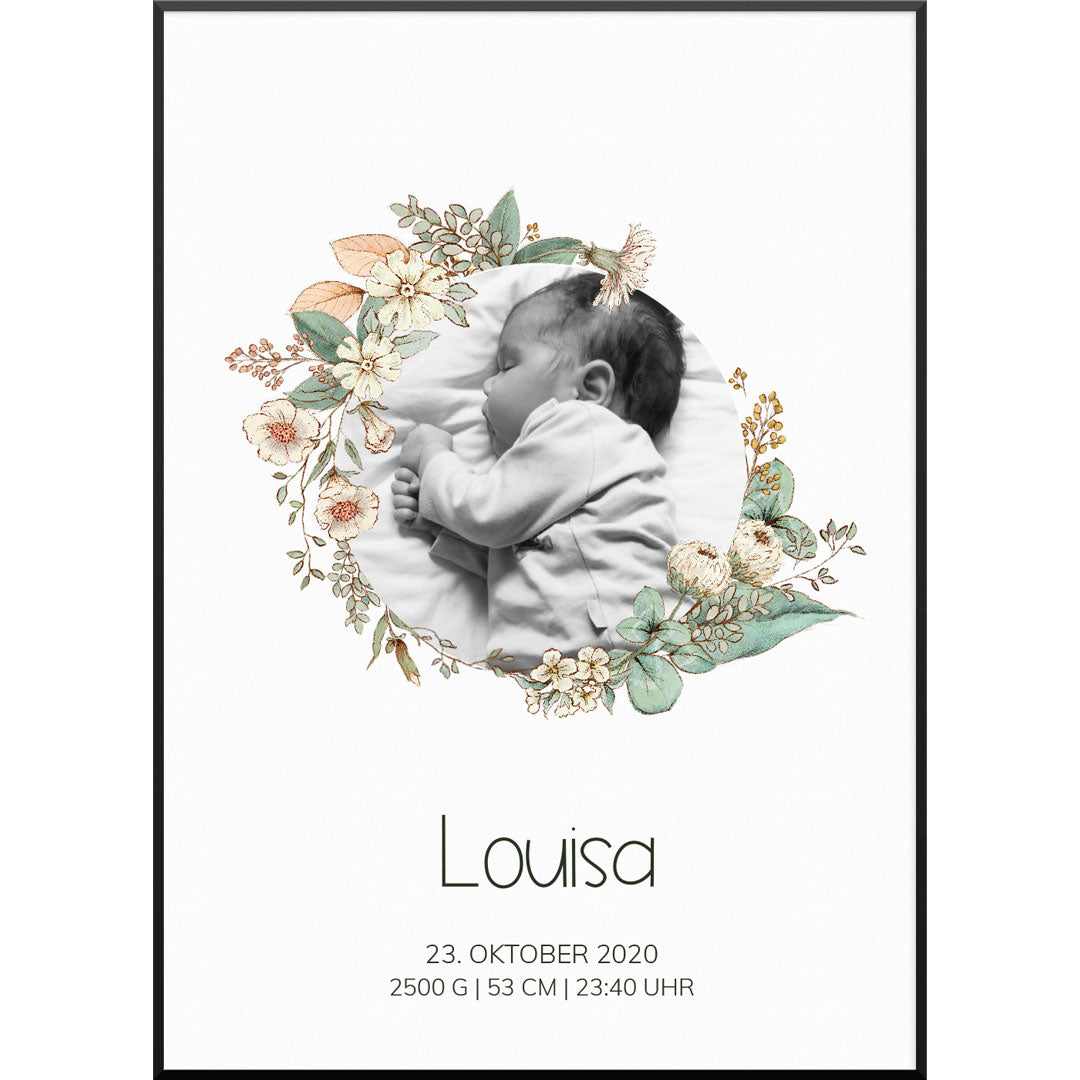 myfamposter fotoposter kinderzimmer blumenkranz