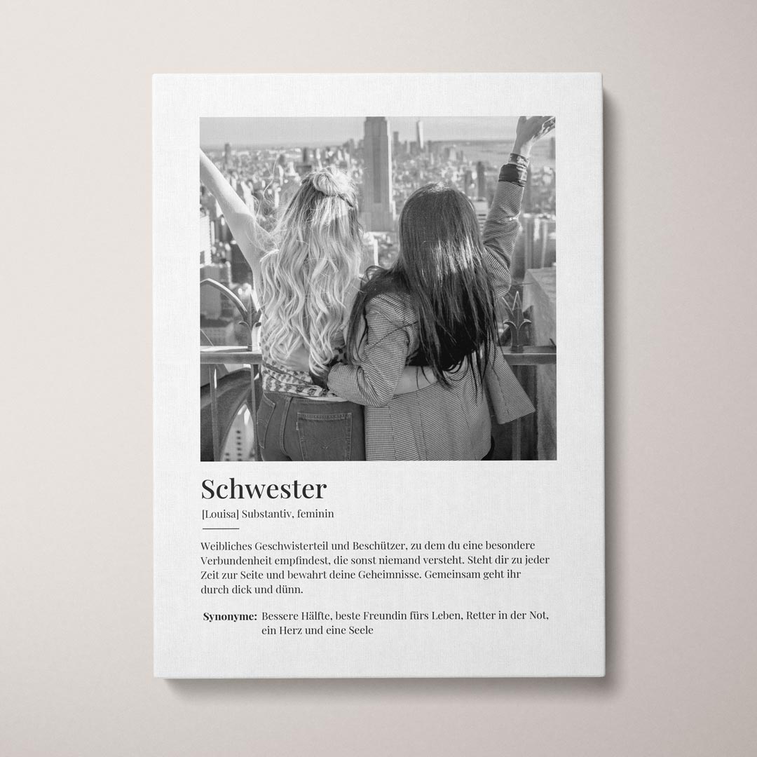 leinwand geschenk schwester