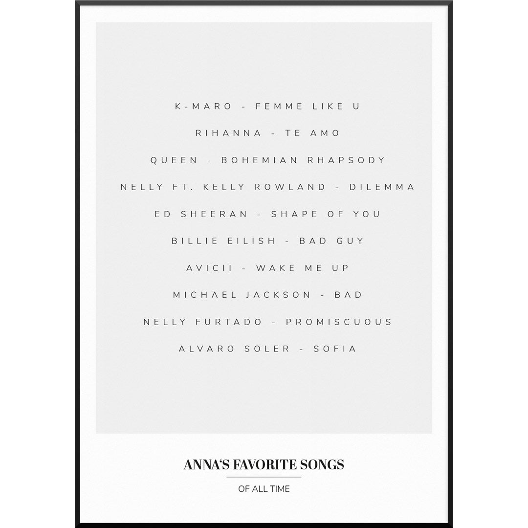 favorite songs poster lieblingslieder personalisiert