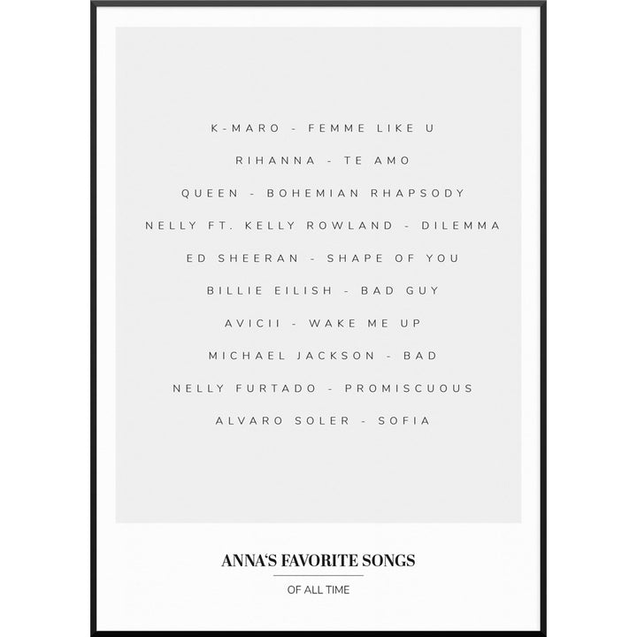 favorite songs poster lieblingslieder personalisiert
