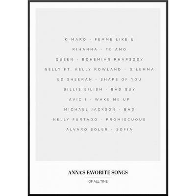 favorite songs poster lieblingslieder personalisiert